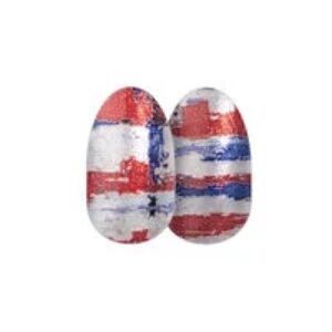 Color Street STAY UNITED Silver Red Blue Paint Stroke Patriotic Nail Strips Set